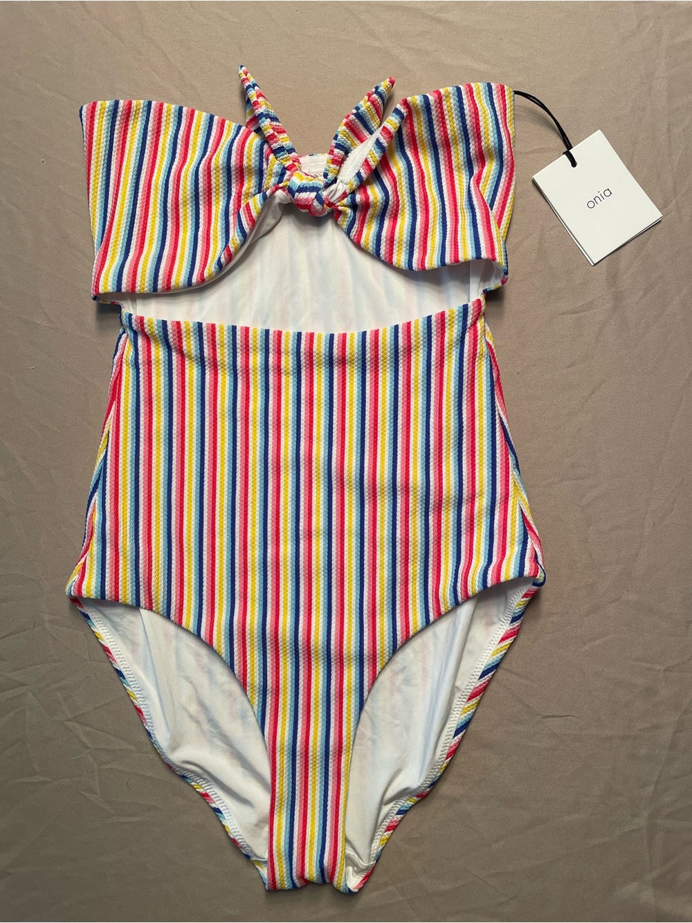 NWT Onia Womens Small Multicolor Striped One-Piece Swimsuit